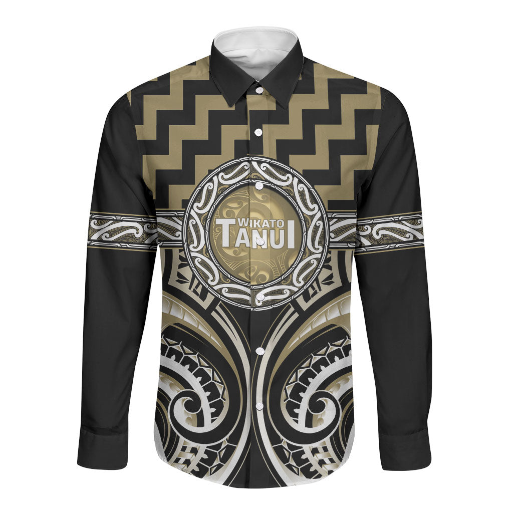 Aotearoa Waikato Tainui Personalised Long Sleeve Button Shirt Maori Iwi Poutama Puhoro Tattoo