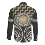 Aotearoa Waikato Tainui Personalised Long Sleeve Button Shirt Maori Iwi Poutama Puhoro Tattoo