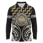 Aotearoa Waikato Tainui Personalised Long Sleeve Polo Shirt Maori Iwi Poutama Puhoro Tattoo