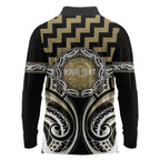 Aotearoa Waikato Tainui Personalised Long Sleeve Polo Shirt Maori Iwi Poutama Puhoro Tattoo