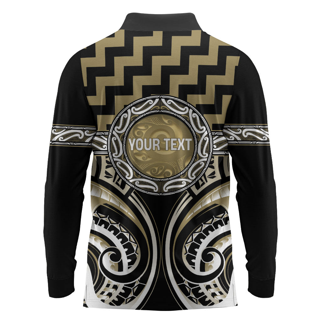 Aotearoa Waikato Tainui Personalised Long Sleeve Polo Shirt Maori Iwi Poutama Puhoro Tattoo