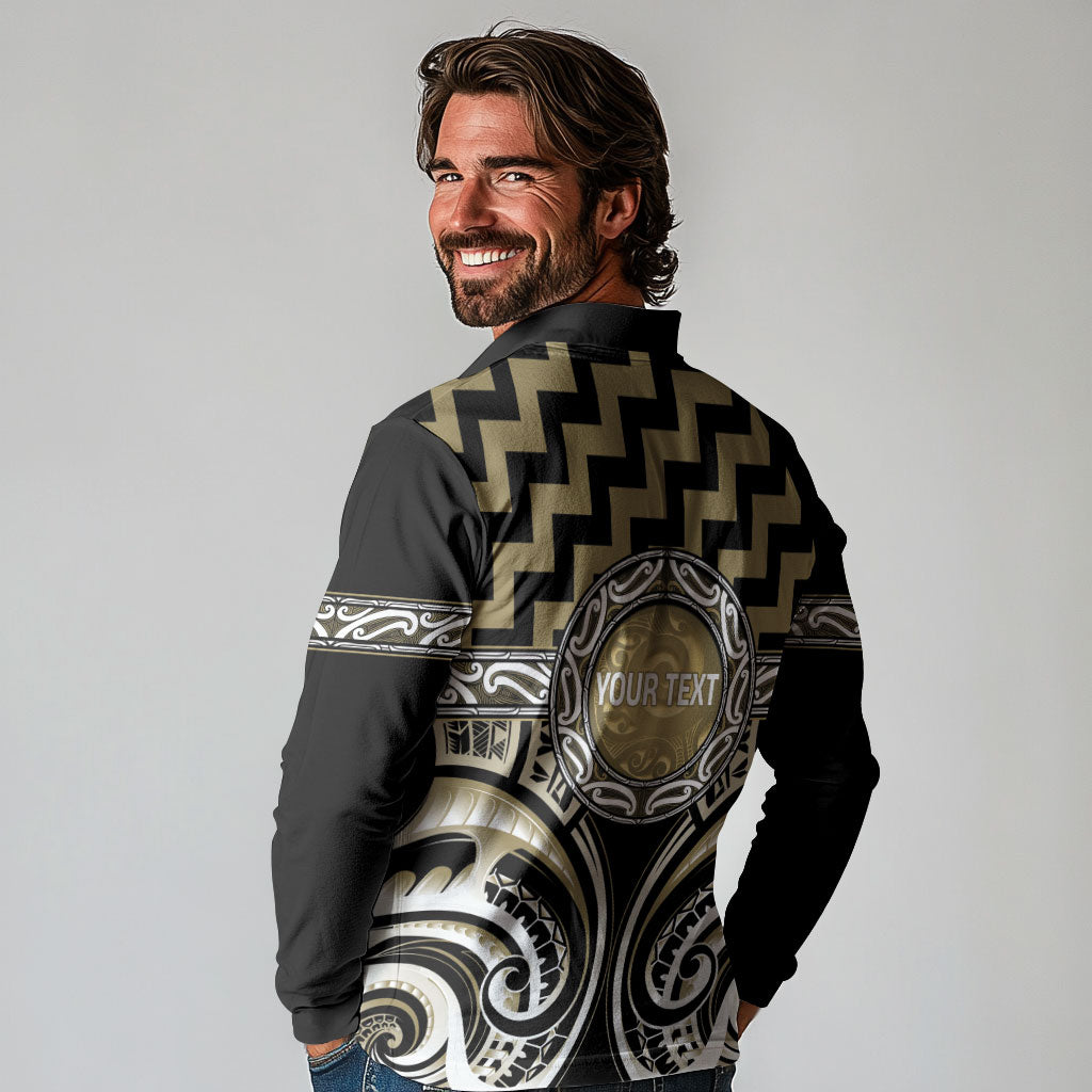 Aotearoa Waikato Tainui Personalised Long Sleeve Polo Shirt Maori Iwi Poutama Puhoro Tattoo