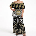 Aotearoa Waikato Tainui Personalised Off Shoulder Maxi Dress Maori Iwi Poutama Puhoro Tattoo