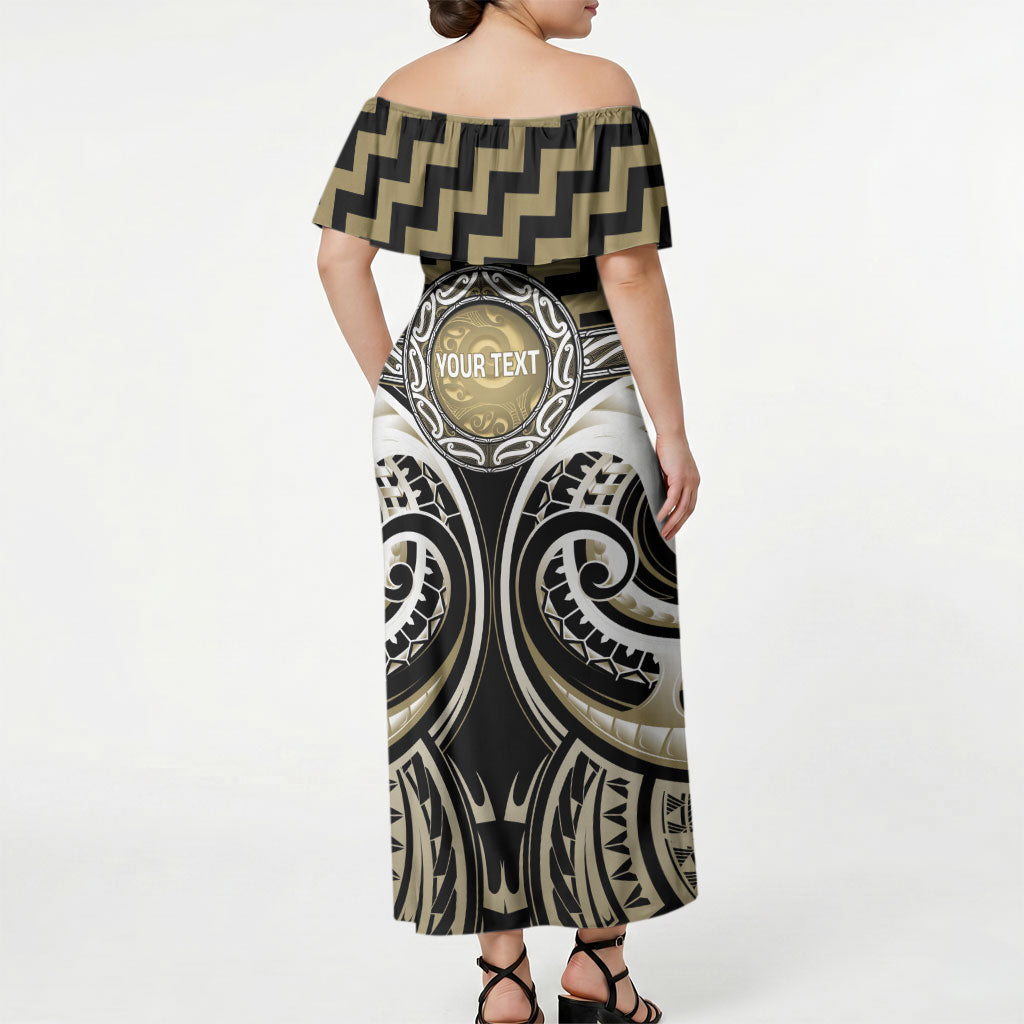 Aotearoa Waikato Tainui Personalised Off Shoulder Maxi Dress Maori Iwi Poutama Puhoro Tattoo