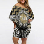 Aotearoa Waikato Tainui Personalised Off Shoulder Short Dress Maori Iwi Poutama Puhoro Tattoo