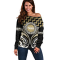 Aotearoa Waikato Tainui Personalised Off Shoulder Sweater Maori Iwi Poutama Puhoro Tattoo