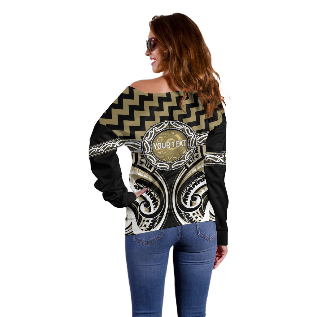 Aotearoa Waikato Tainui Personalised Off Shoulder Sweater Maori Iwi Poutama Puhoro Tattoo