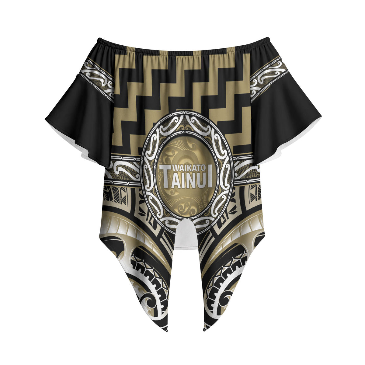 Aotearoa Waikato Tainui Personalised Off Shoulder Wrap Waist Top Maori Iwi Poutama Puhoro Tattoo