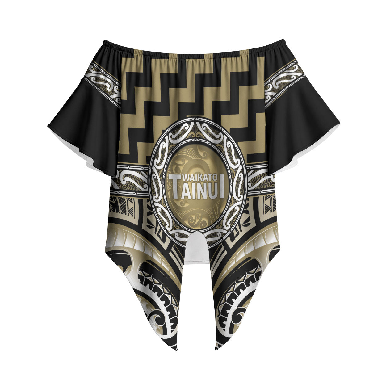 Aotearoa Waikato Tainui Personalised Off Shoulder Wrap Waist Top Maori Iwi Poutama Puhoro Tattoo