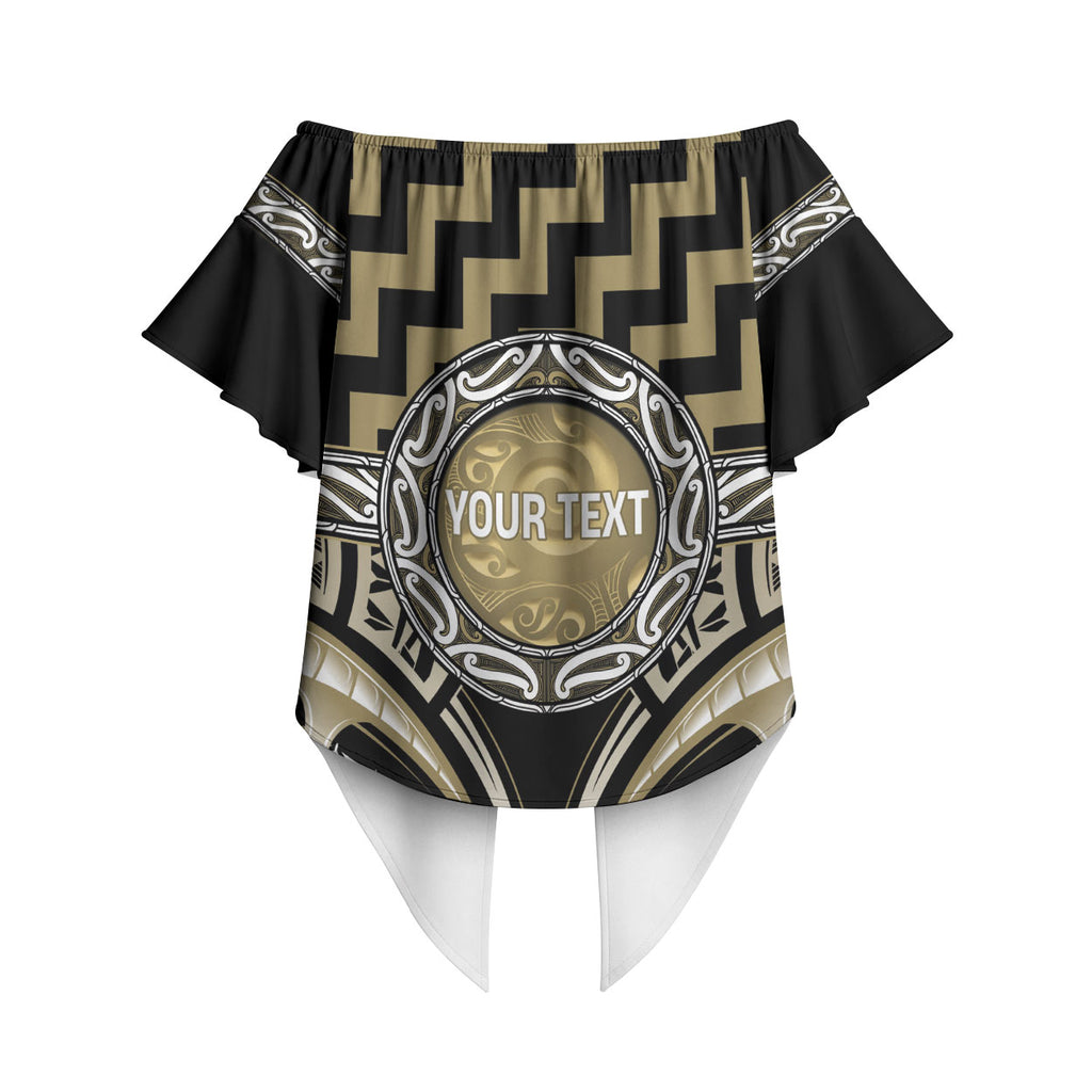 Aotearoa Waikato Tainui Personalised Off Shoulder Wrap Waist Top Maori Iwi Poutama Puhoro Tattoo