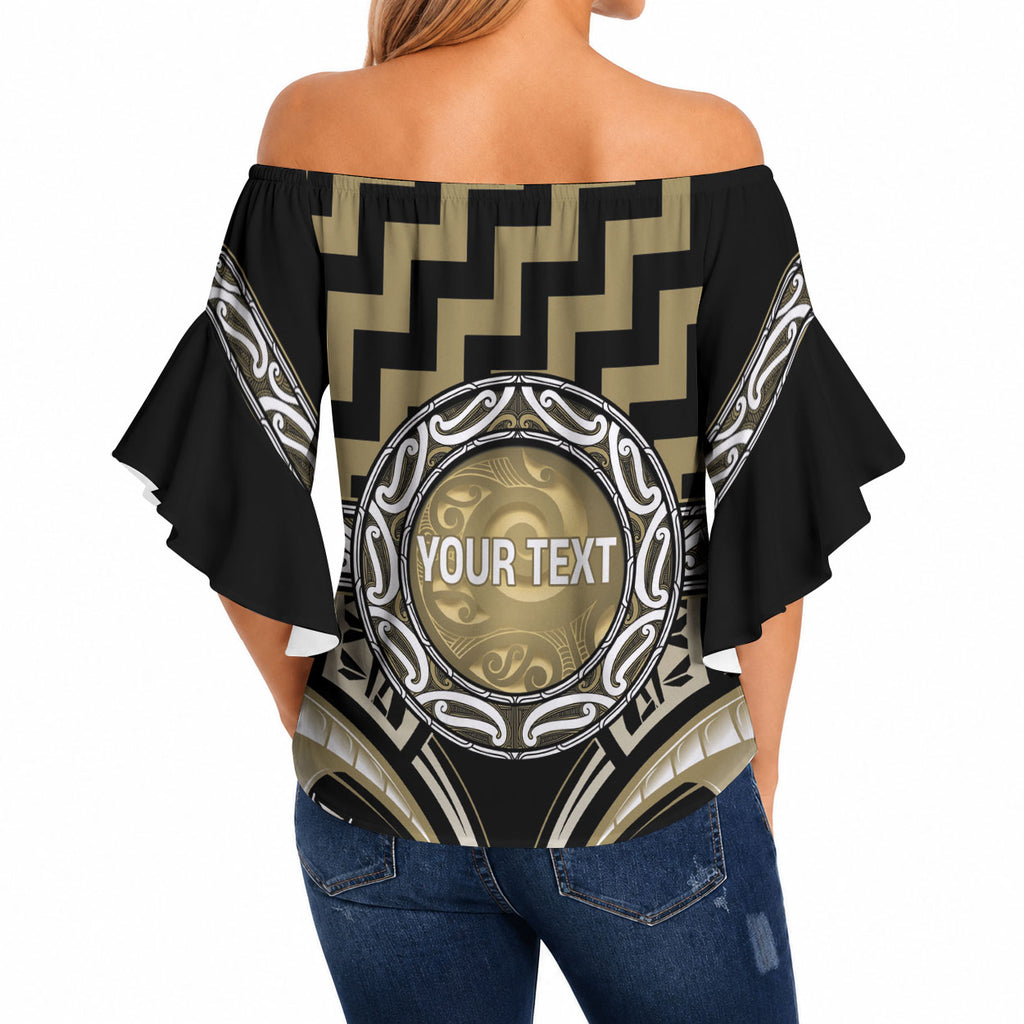 Aotearoa Waikato Tainui Personalised Off Shoulder Wrap Waist Top Maori Iwi Poutama Puhoro Tattoo