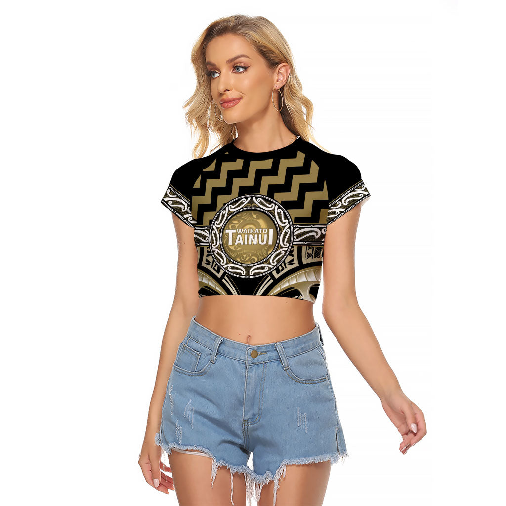 Aotearoa Waikato Tainui Personalised Raglan Cropped T Shirt Maori Iwi Poutama Puhoro Tattoo