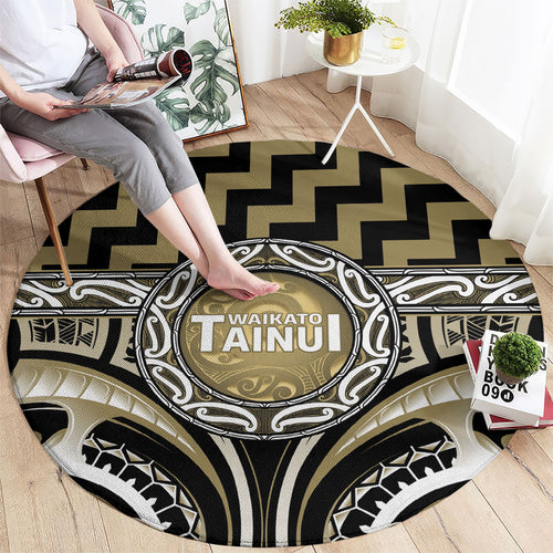 Aotearoa Waikato Tainui Round Carpet Maori Iwi Poutama Puhoro Tattoo