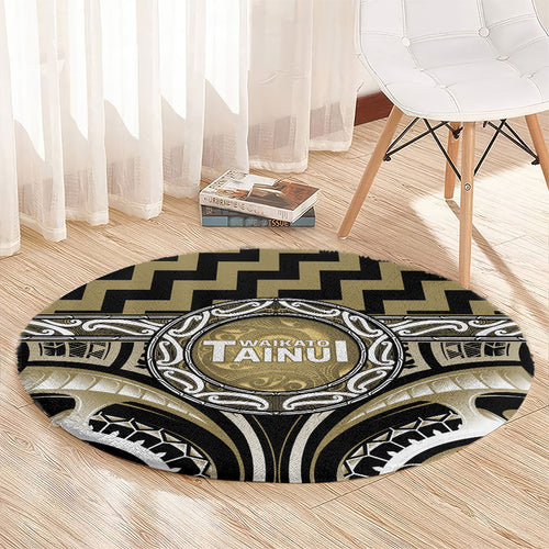 Aotearoa Waikato Tainui Round Carpet Maori Iwi Poutama Puhoro Tattoo