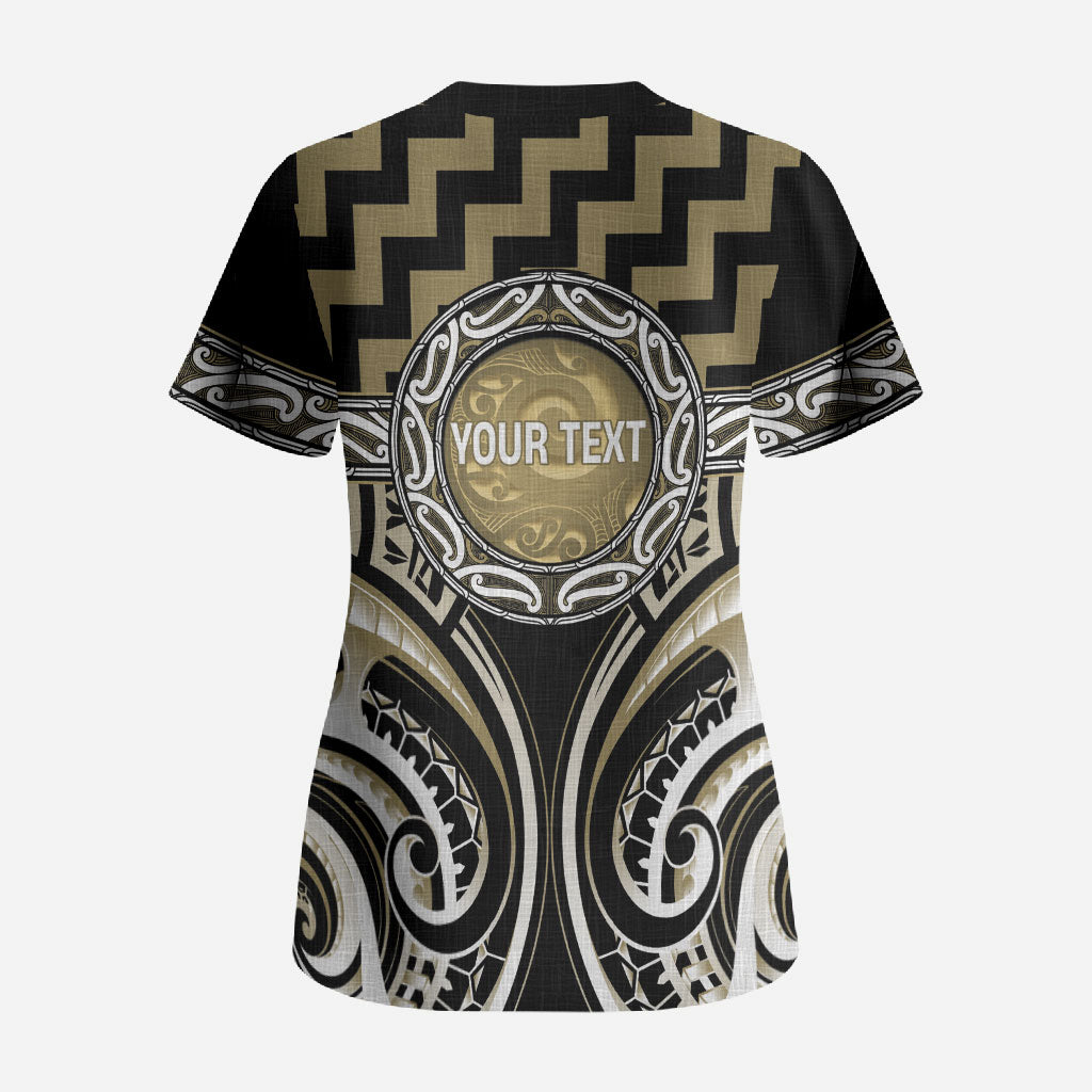 Aotearoa Waikato Tainui Personalised Scrub Top Maori Iwi Poutama Puhoro Tattoo