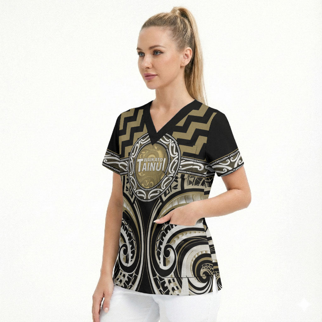 Aotearoa Waikato Tainui Personalised Scrub Top Maori Iwi Poutama Puhoro Tattoo