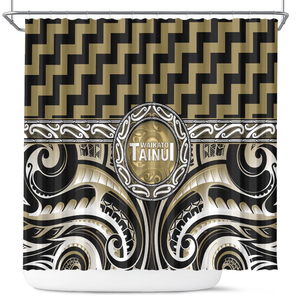Aotearoa Waikato Tainui Shower Curtain Maori Iwi Poutama Puhoro Tattoo