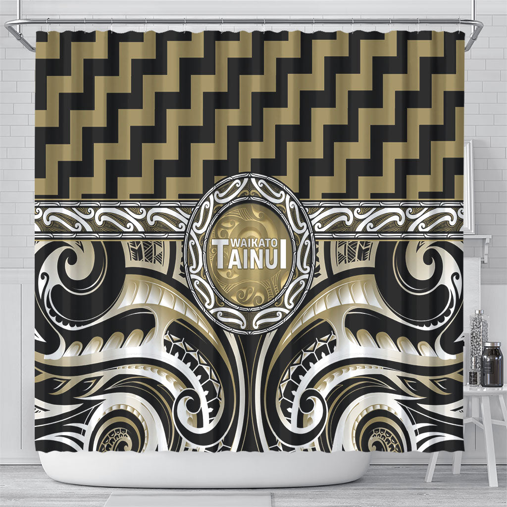 Aotearoa Waikato Tainui Shower Curtain Maori Iwi Poutama Puhoro Tattoo