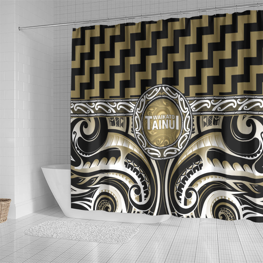 Aotearoa Waikato Tainui Shower Curtain Maori Iwi Poutama Puhoro Tattoo