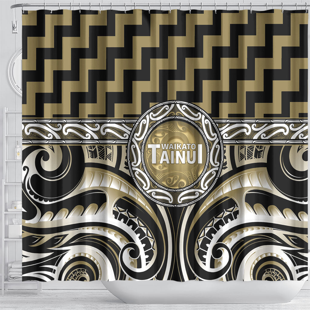 Aotearoa Waikato Tainui Shower Curtain Maori Iwi Poutama Puhoro Tattoo