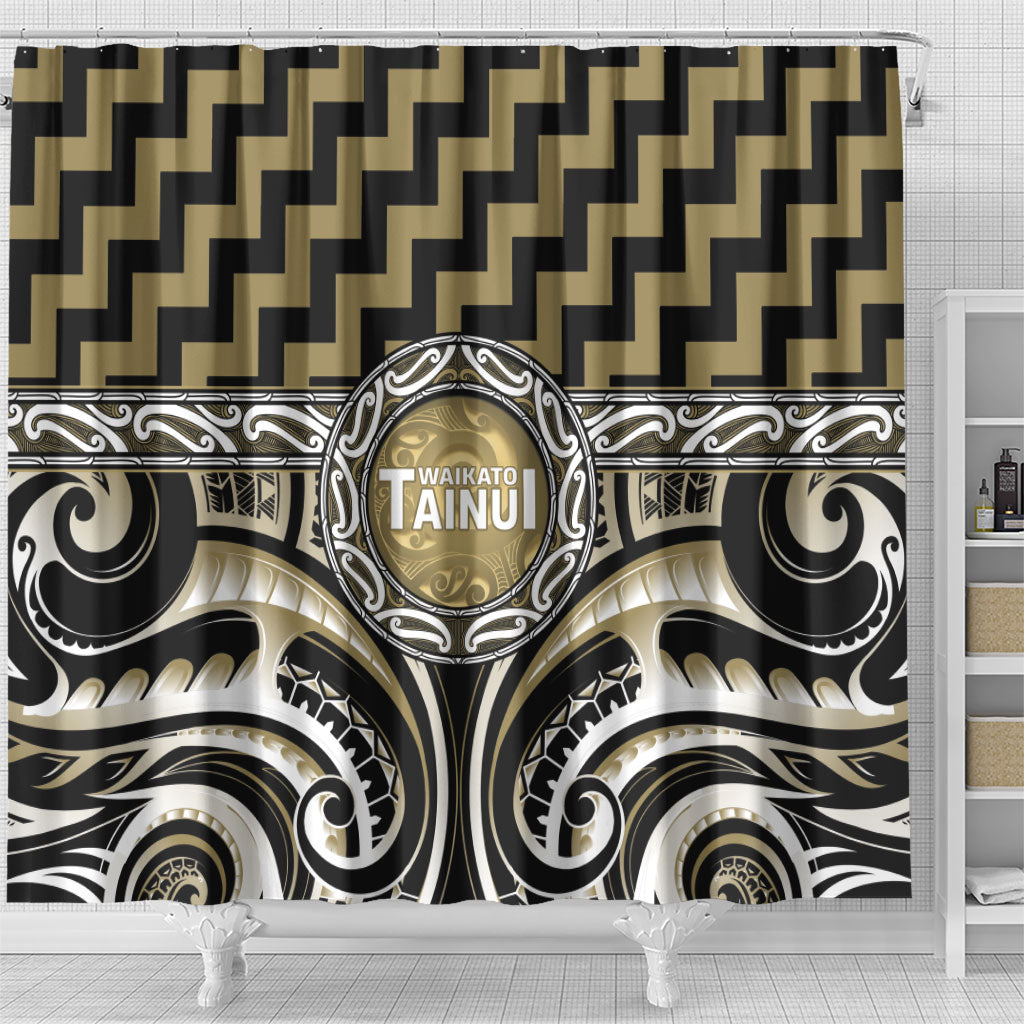 Aotearoa Waikato Tainui Shower Curtain Maori Iwi Poutama Puhoro Tattoo