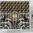 Aotearoa Waikato Tainui Shower Curtain Maori Iwi Poutama Puhoro Tattoo