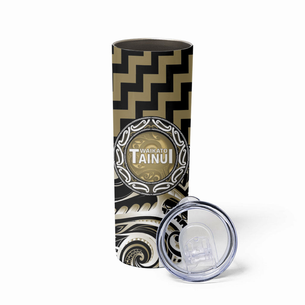 Aotearoa Waikato Tainui Personalised Skinny Tumbler Maori Iwi Poutama Puhoro Tattoo