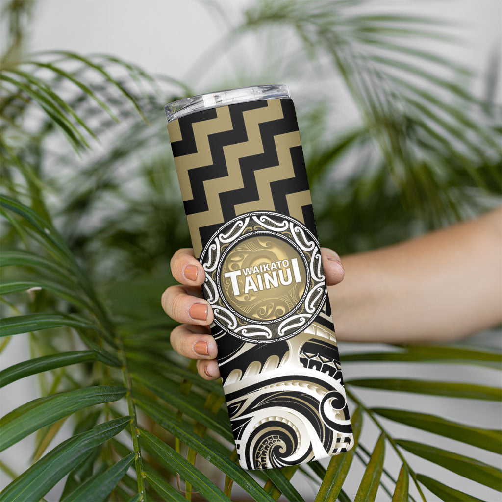 Aotearoa Waikato Tainui Personalised Skinny Tumbler Maori Iwi Poutama Puhoro Tattoo