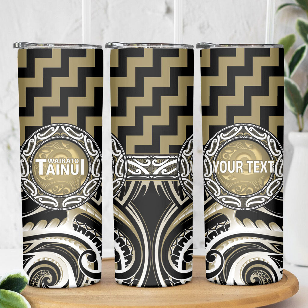 Aotearoa Waikato Tainui Personalised Skinny Tumbler Maori Iwi Poutama Puhoro Tattoo