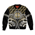 Aotearoa Waikato Tainui Personalised Sleeve Zip Bomber Jacket Maori Iwi Poutama Puhoro Tattoo