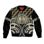 Aotearoa Waikato Tainui Personalised Sleeve Zip Bomber Jacket Maori Iwi Poutama Puhoro Tattoo