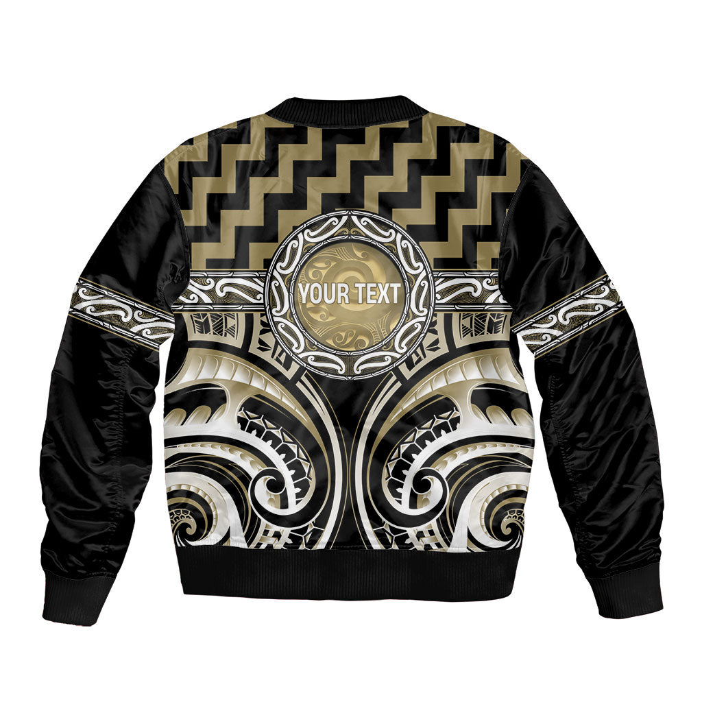 Aotearoa Waikato Tainui Personalised Sleeve Zip Bomber Jacket Maori Iwi Poutama Puhoro Tattoo