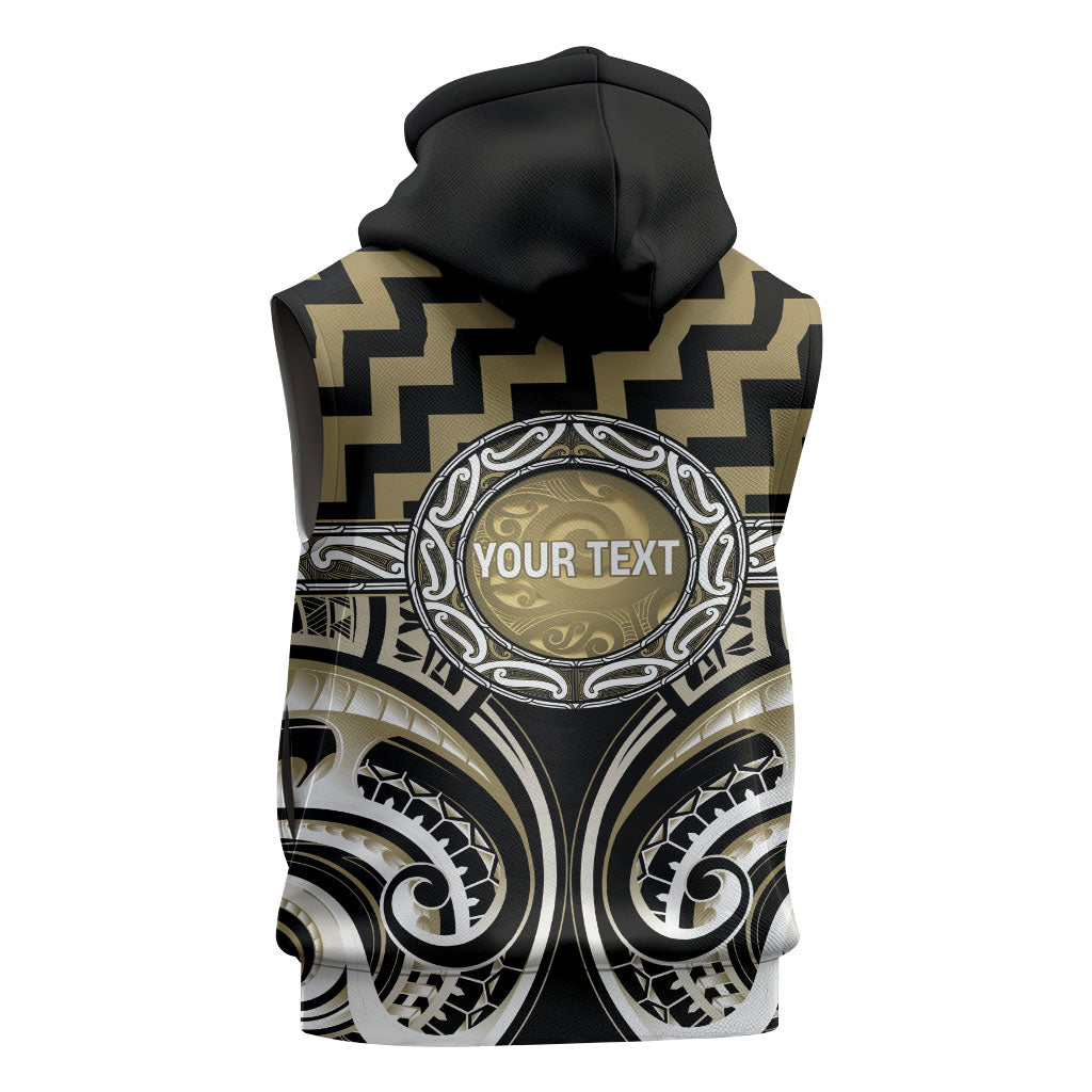 Aotearoa Waikato Tainui Personalised Sleeveless Hoodie Maori Iwi Poutama Puhoro Tattoo