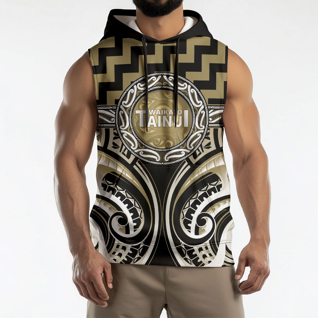 Aotearoa Waikato Tainui Personalised Sleeveless Hoodie Maori Iwi Poutama Puhoro Tattoo