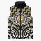 Aotearoa Waikato Tainui Personalised Sleeveless Puffer Jacket Maori Iwi Poutama Puhoro Tattoo