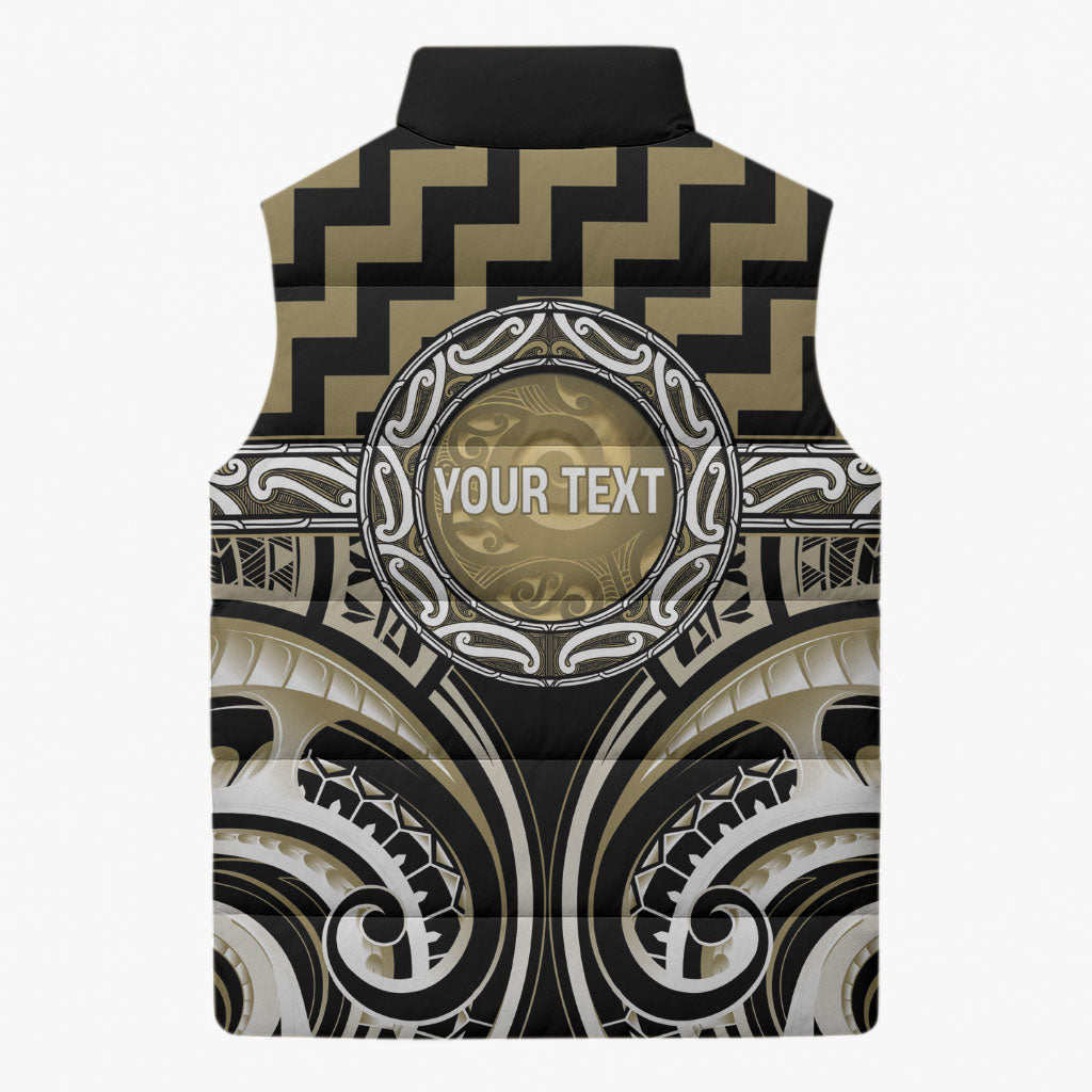 Aotearoa Waikato Tainui Personalised Sleeveless Puffer Jacket Maori Iwi Poutama Puhoro Tattoo
