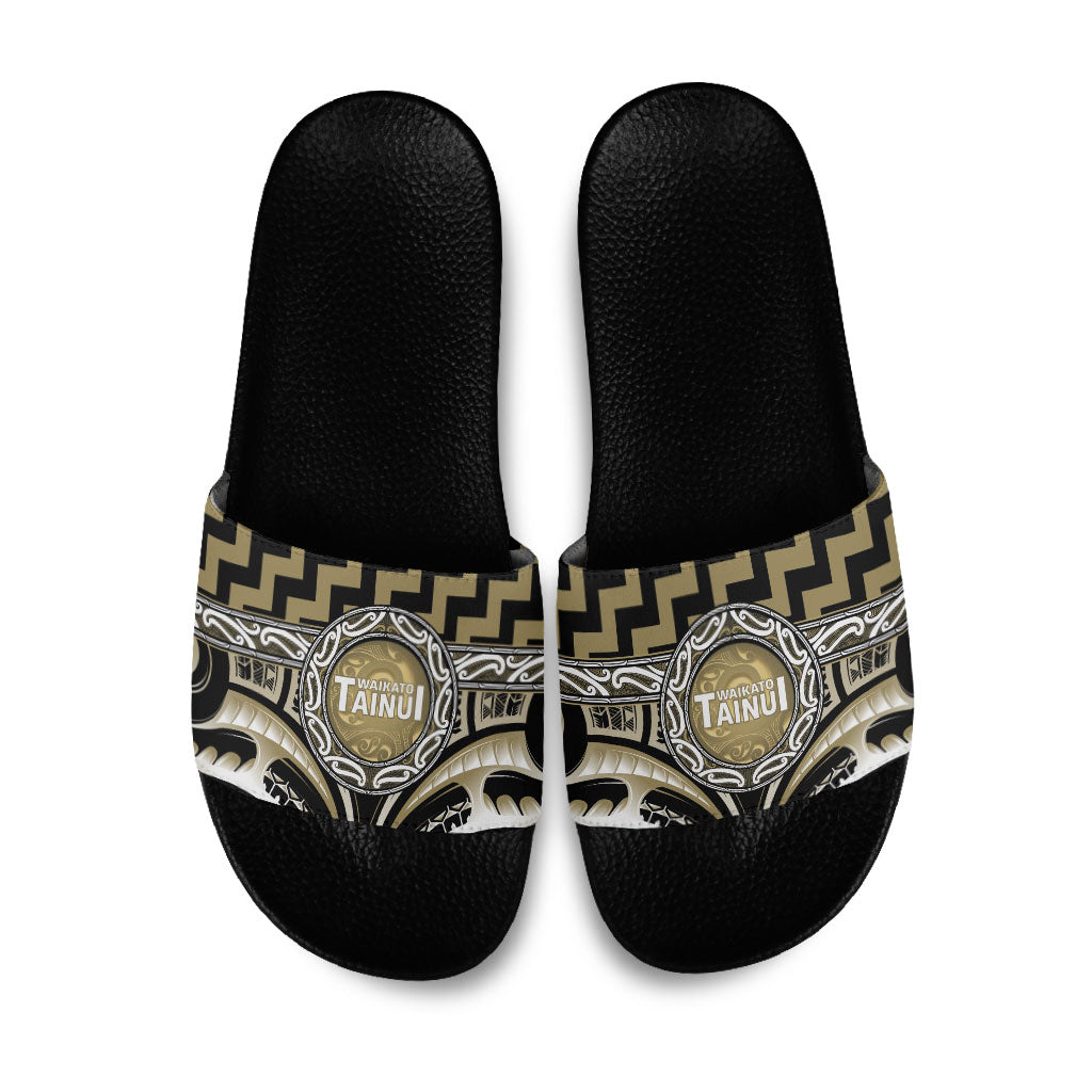 Aotearoa Waikato Tainui Slide Sandals Maori Iwi Poutama Puhoro Tattoo