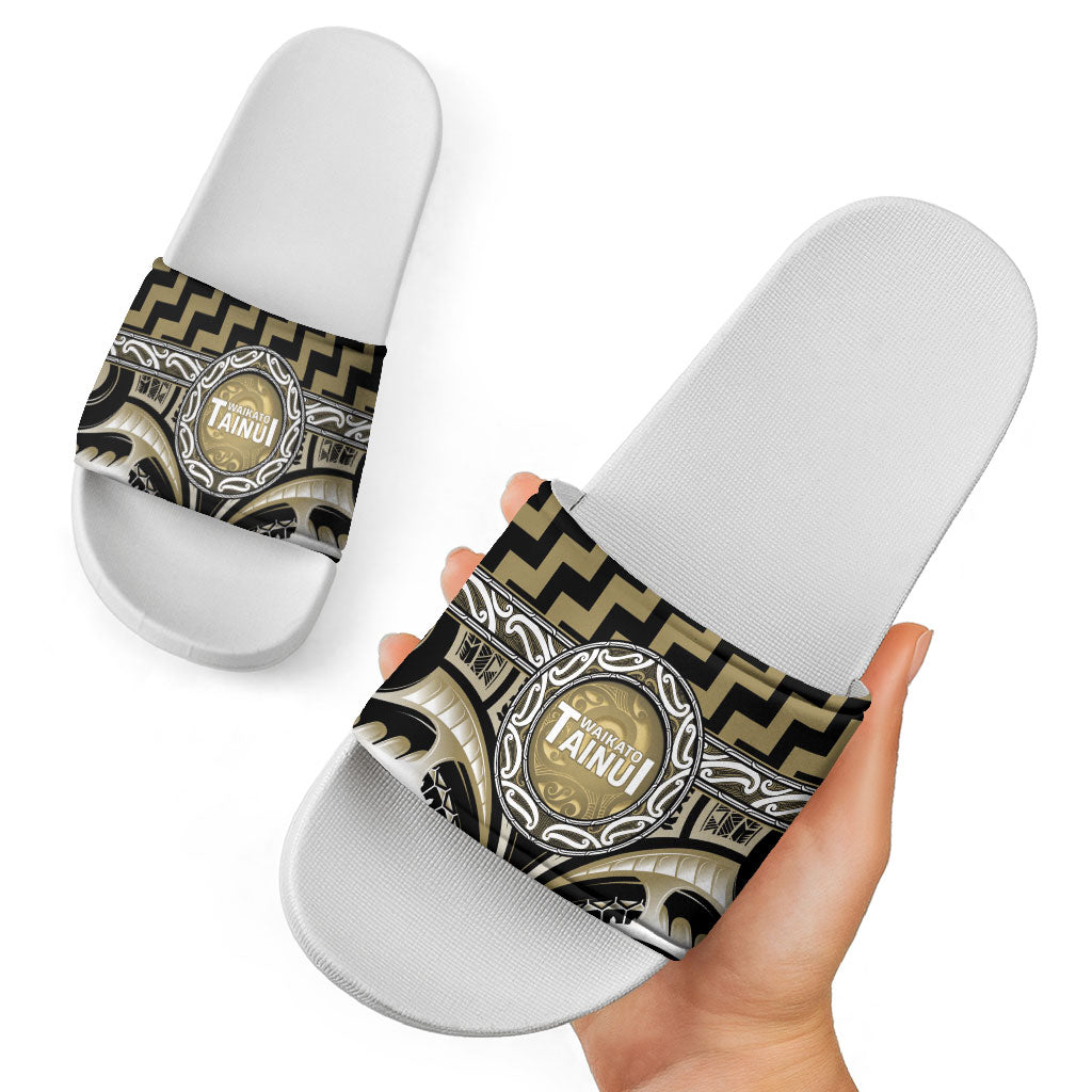 Aotearoa Waikato Tainui Slide Sandals Maori Iwi Poutama Puhoro Tattoo