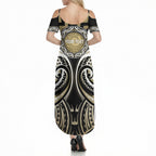 Aotearoa Waikato Tainui Personalised Summer Maxi Dress Maori Iwi Poutama Puhoro Tattoo