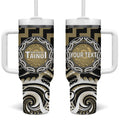 Aotearoa Waikato Tainui Personalised Tumbler With Handle Maori Iwi Poutama Puhoro Tattoo