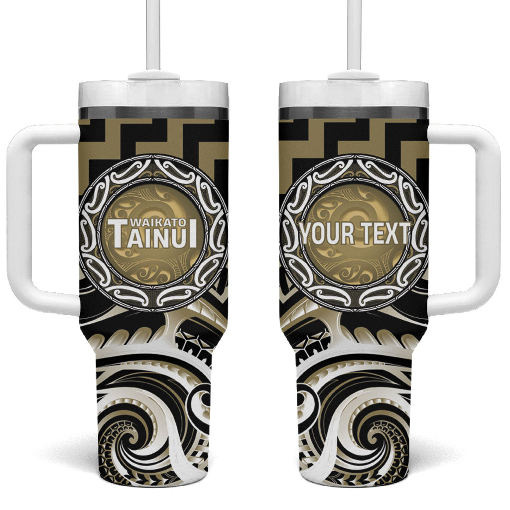 Aotearoa Waikato Tainui Personalised Tumbler With Handle Maori Iwi Poutama Puhoro Tattoo