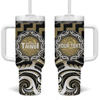 Aotearoa Waikato Tainui Personalised Tumbler With Handle Maori Iwi Poutama Puhoro Tattoo