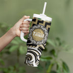 Aotearoa Waikato Tainui Personalised Tumbler With Handle Maori Iwi Poutama Puhoro Tattoo