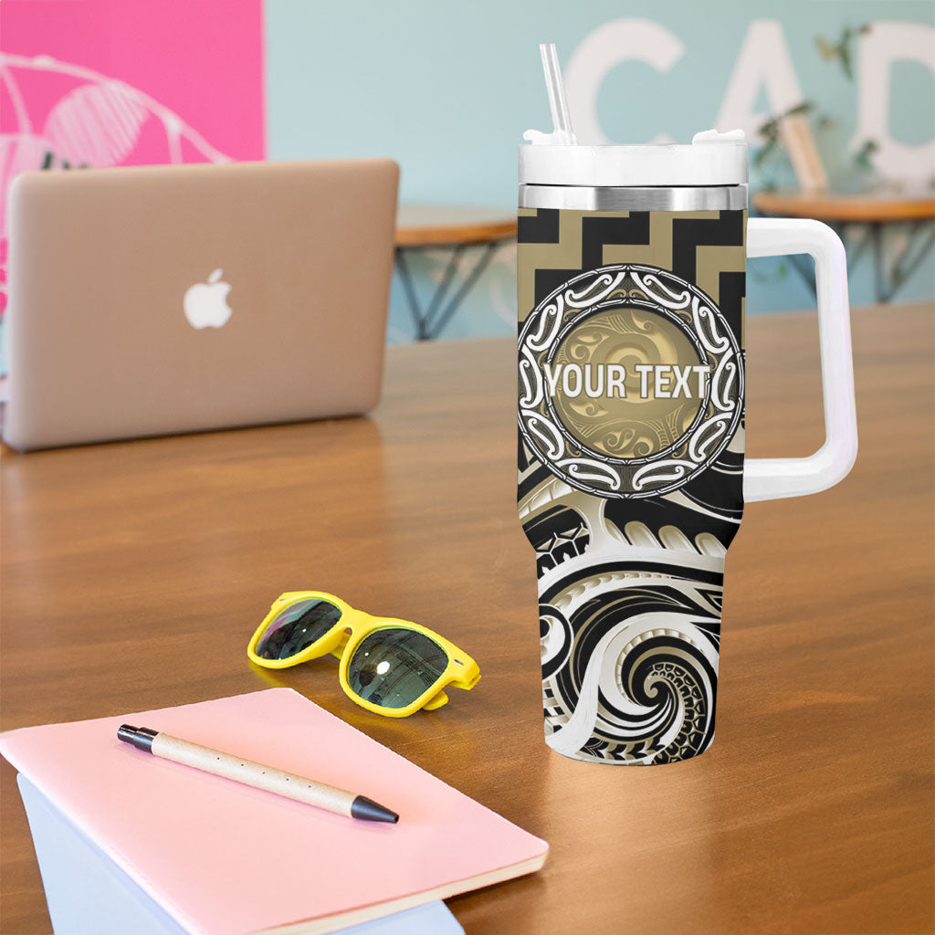 Aotearoa Waikato Tainui Personalised Tumbler With Handle Maori Iwi Poutama Puhoro Tattoo