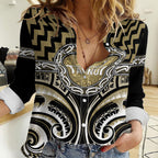 Aotearoa Waikato Tainui Personalised Women Casual Shirt Maori Iwi Poutama Puhoro Tattoo