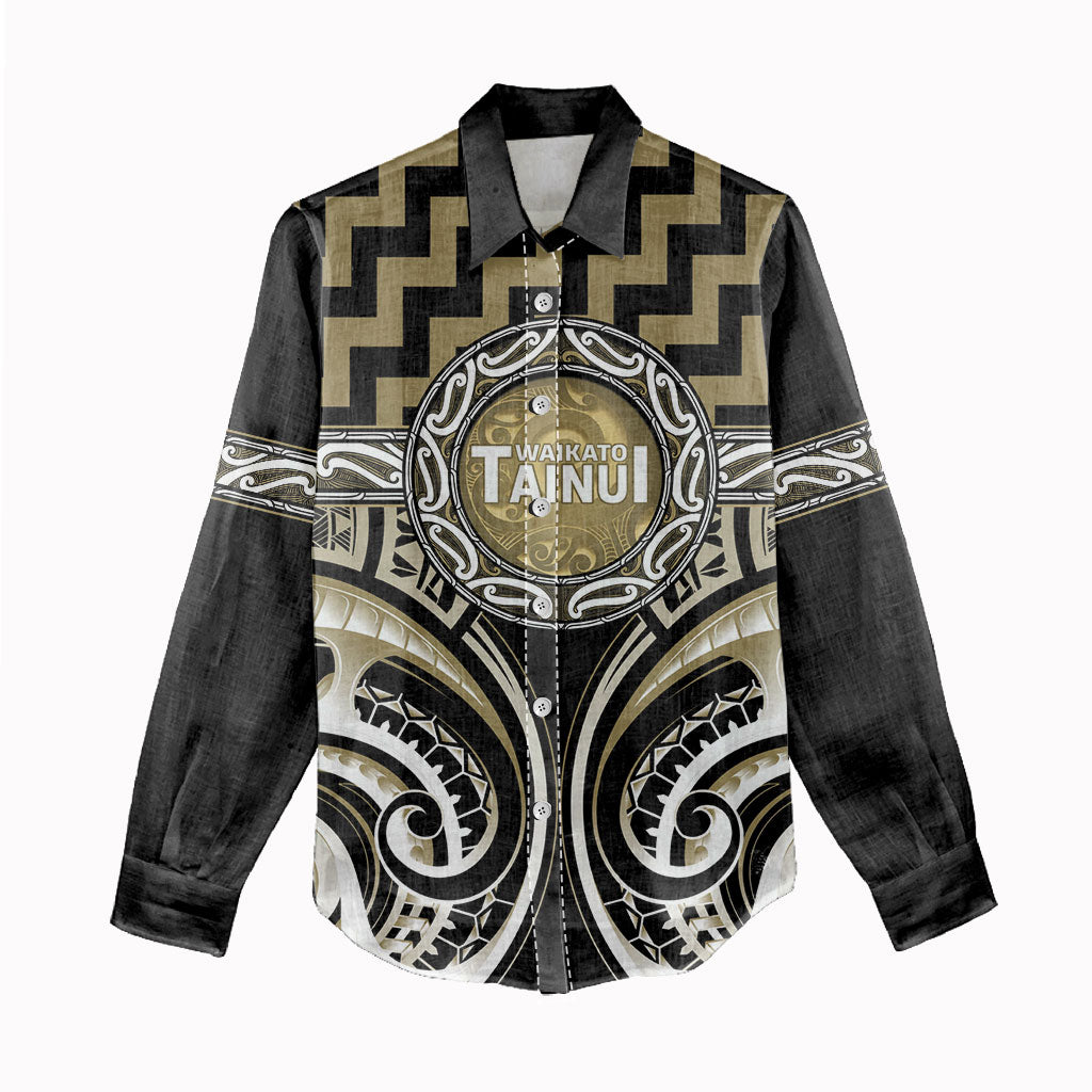 Aotearoa Waikato Tainui Personalised Women Casual Shirt Maori Iwi Poutama Puhoro Tattoo