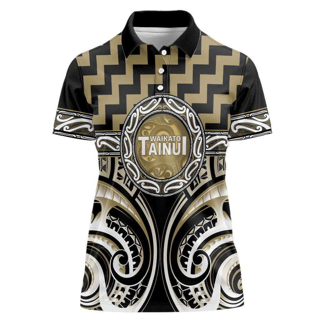 Aotearoa Waikato Tainui Personalised Women Polo Shirt Maori Iwi Poutama Puhoro Tattoo