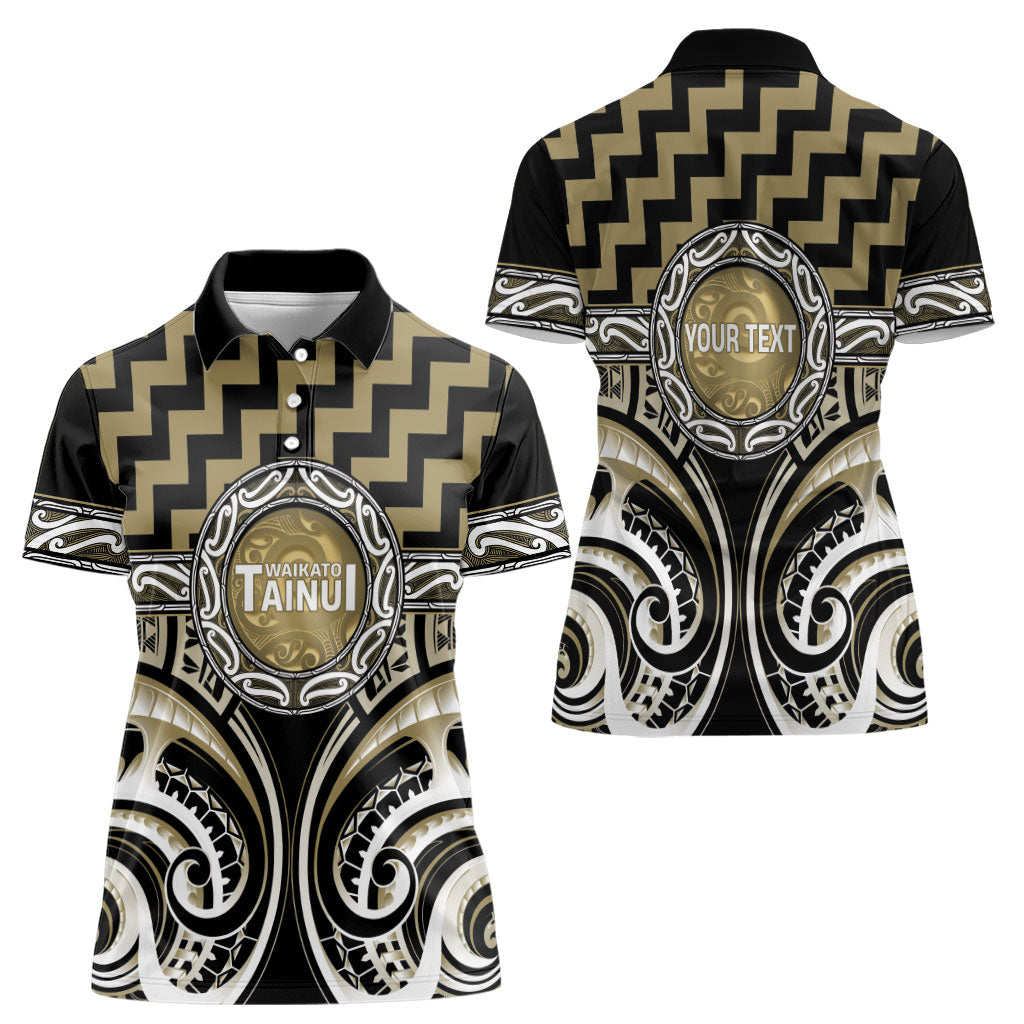 Aotearoa Waikato Tainui Personalised Women Polo Shirt Maori Iwi Poutama Puhoro Tattoo