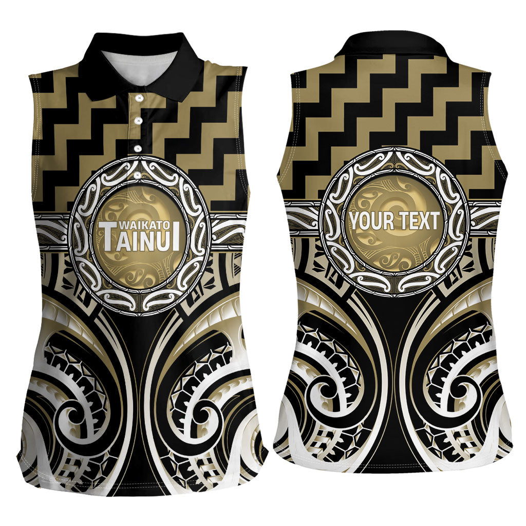 Aotearoa Waikato Tainui Personalised Women Sleeveless Polo Shirt Maori Iwi Poutama Puhoro Tattoo