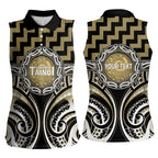 Aotearoa Waikato Tainui Personalised Women Sleeveless Polo Shirt Maori Iwi Poutama Puhoro Tattoo